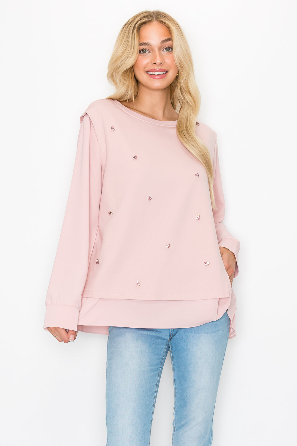 Rilynn Top with Pleating & Diamonds