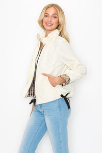Jessica Woven Jacket with Plaid Inside Lining