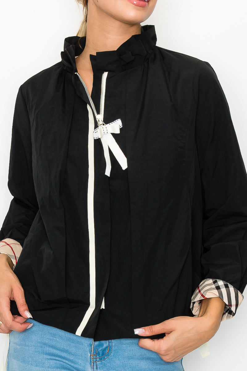 Jessica Woven Jacket with Plaid Inside Lining