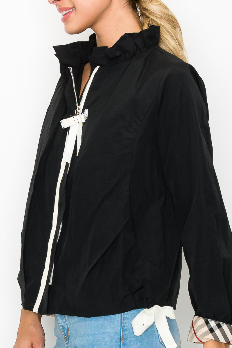 Jessica Woven Jacket with Plaid Inside Lining