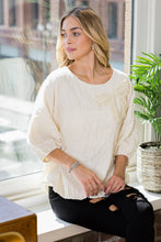 Load image into Gallery viewer, Walynn Woven Top with Pearl Ribbon Bow