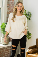 Load image into Gallery viewer, Walynn Woven Top with Pearl Ribbon Bow