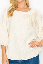 Load image into Gallery viewer, Walynn Woven Top with Pearl Ribbon Bow