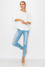 Load image into Gallery viewer, Walynn Woven Top with Pearl Ribbon Bow