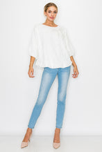 Load image into Gallery viewer, Walynn Woven Top with Pearl Ribbon Bow