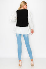 Load image into Gallery viewer, Wanelle Top with Ruffled Sleeves &amp; Detachable Knitted Sweater Vest