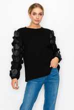 Load image into Gallery viewer, Rinna Pointe Knit Top with Mesh Lace Circle