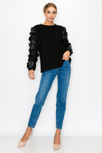 Load image into Gallery viewer, Rinna Pointe Knit Top with Mesh Lace Circle