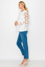 Load image into Gallery viewer, Rinna Pointe Knit Top with Mesh Lace Circle