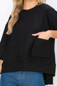 Karen Knit Crepe Top with Front Pocket