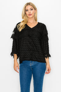 Kelly Anne Stretch Knit Mesh & Lace Top