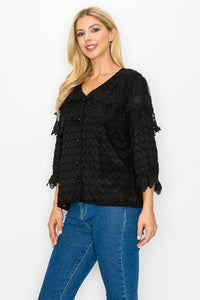 Kelly Anne Stretch Knit Mesh & Lace Top
