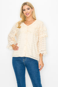 Kelly Anne Stretch Knit Mesh & Lace Top