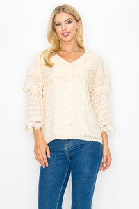 Kelly Anne Stretch Knit Mesh & Lace Top