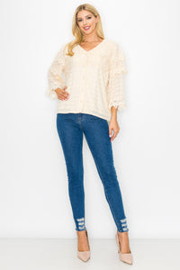 Kelly Anne Stretch Knit Mesh & Lace Top