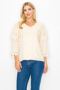 Kelly Anne Stretch Knit Mesh & Lace Top