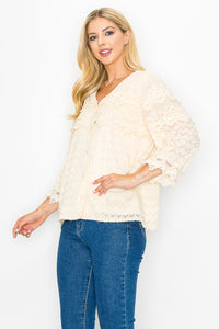 Kelly Anne Stretch Knit Mesh & Lace Top