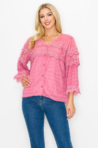 Kelly Anne Stretch Knit Mesh & Lace Top