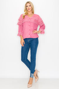 Kelly Anne Stretch Knit Mesh & Lace Top