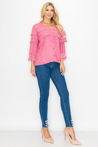 Kelly Anne Stretch Knit Mesh & Lace Top