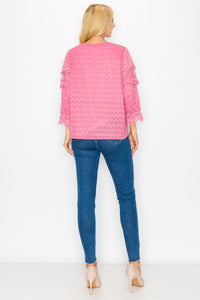 Kelly Anne Stretch Knit Mesh & Lace Top
