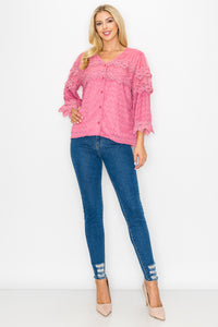 Kelly Anne Stretch Knit Mesh & Lace Top