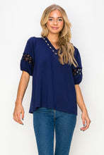 Load image into Gallery viewer, Katrina Pointe Knit Top with Pearls