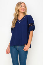 Load image into Gallery viewer, Katrina Pointe Knit Top with Pearls