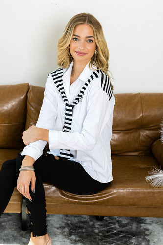 Willette Top with Stripe Front Ties