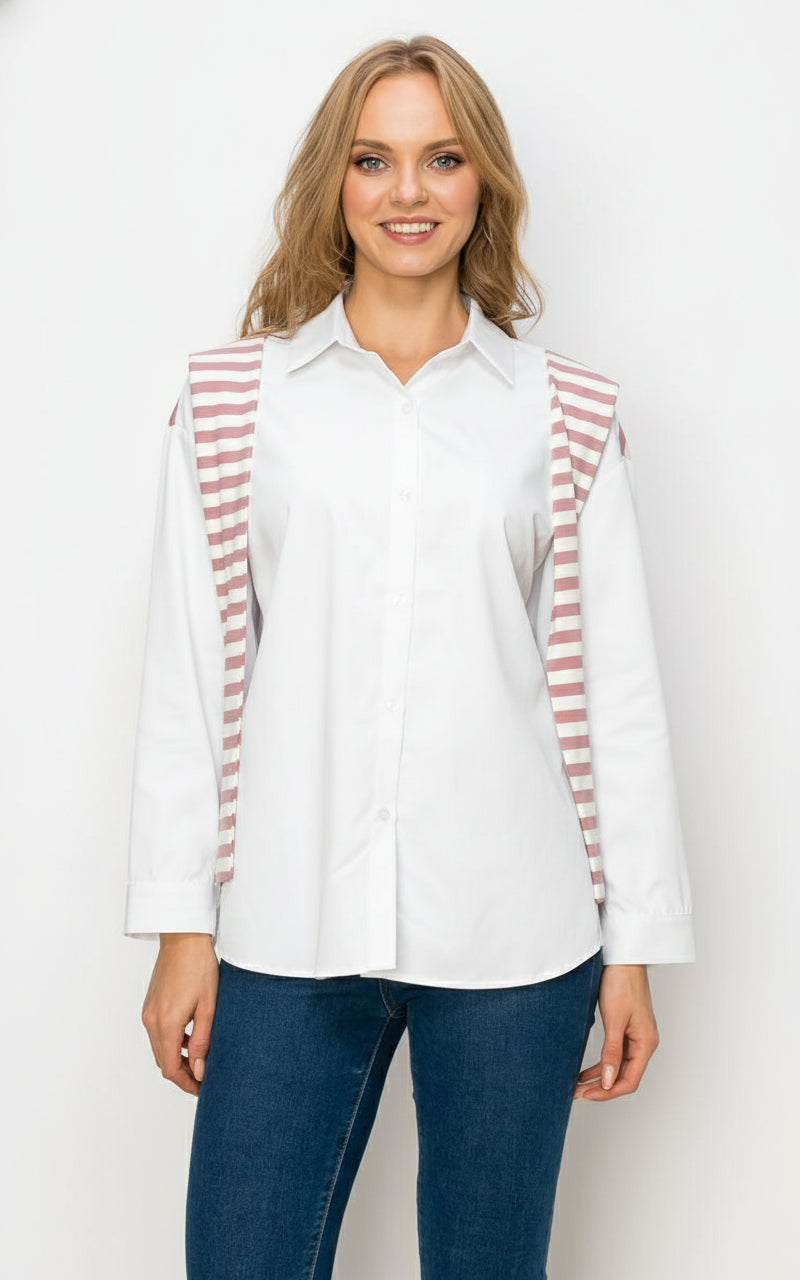 Willette Top with Stripe Front Ties