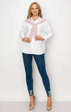 Load image into Gallery viewer, Willette Top with Stripe Front Ties