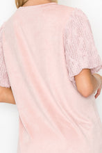 Load image into Gallery viewer, Adelle Stretch Suede Top with Lace
