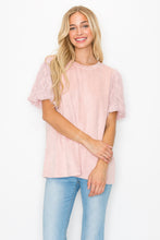 Load image into Gallery viewer, Adelle Stretch Suede Top with Lace