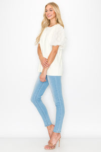Adelle Stretch Suede Top with Lace