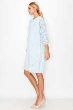 Load image into Gallery viewer, Ariana Stretch Suede Dress with Flowers &amp; Lace