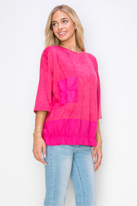 Amy Stretch Suede Top with Cotton Poplin