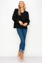 Load image into Gallery viewer, Rhonda Pointe Top with Mesh Lace Swirls