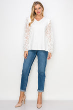 Load image into Gallery viewer, Rhonda Pointe Top with Mesh Lace Swirls