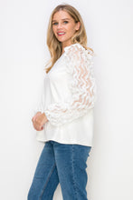 Load image into Gallery viewer, Rhonda Pointe Top with Mesh Lace Swirls