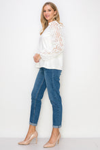 Load image into Gallery viewer, Rhonda Pointe Top with Mesh Lace Swirls