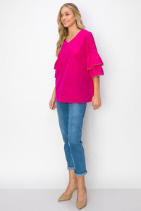 Wesenia Top with Ruffled Trimmed Beading