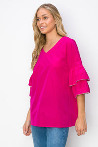 Wesenia Top with Ruffled Trimmed Beading