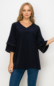 Wesenia Top with Ruffled Trimmed Beading