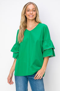 Wesenia Top with Ruffled Trimmed Beading