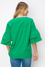 Load image into Gallery viewer, Wesenia Top with Ruffled Trimmed Beading