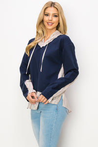 Rickie Pointe Knit Top with Stripe Hoodie