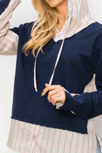 Load image into Gallery viewer, Rickie Pointe Knit Top with Stripe Hoodie