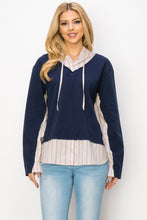 Load image into Gallery viewer, Rickie Pointe Knit Top with Stripe Hoodie