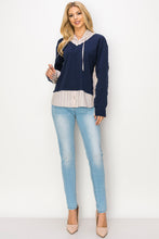 Load image into Gallery viewer, Rickie Pointe Knit Top with Stripe Hoodie