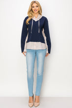 Load image into Gallery viewer, Rickie Pointe Knit Top with Stripe Hoodie